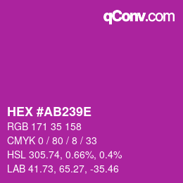 カラーコード: HEX #AB239E | qconv.com