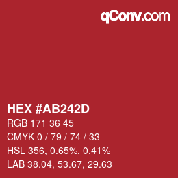 カラーコード: HEX #AB242D | qconv.com