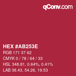 Color code: HEX #AB253E | qconv.com