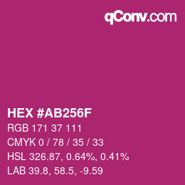 カラーコード: HEX #AB256F | qconv.com