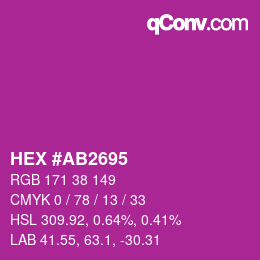 颜色代码: HEX #AB2695 | qconv.com