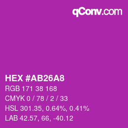 颜色代码: HEX #AB26A8 | qconv.com