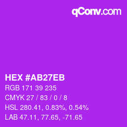 Color code: HEX #AB27EB | qconv.com