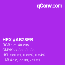 Color code: HEX #AB28EB | qconv.com