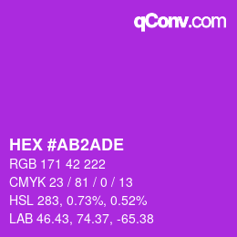 Color code: HEX #AB2ADE | qconv.com