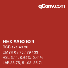 Color code: HEX #AB2B24 | qconv.com