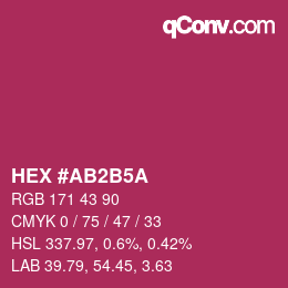 颜色代码: HEX #AB2B5A | qconv.com