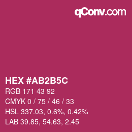 颜色代码: HEX #AB2B5C | qconv.com