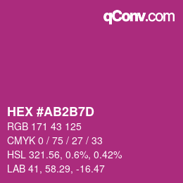 颜色代码: HEX #AB2B7D | qconv.com
