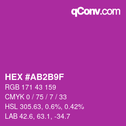 カラーコード: HEX #AB2B9F | qconv.com