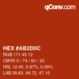 Color code: HEX #AB2D0C | qconv.com