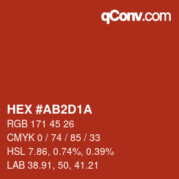 Color code: HEX #AB2D1A | qconv.com