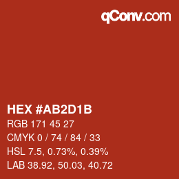 Color code: HEX #AB2D1B | qconv.com