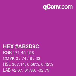 颜色代码: HEX #AB2D9C | qconv.com