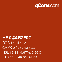 Color code: HEX #AB2F0C | qconv.com