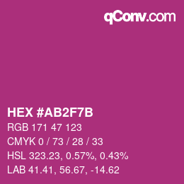 カラーコード: HEX #AB2F7B | qconv.com