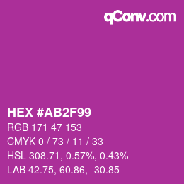 カラーコード: HEX #AB2F99 | qconv.com