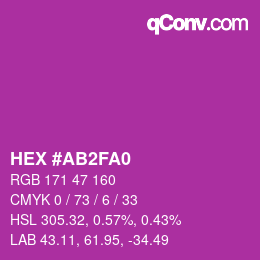 カラーコード: HEX #AB2FA0 | qconv.com