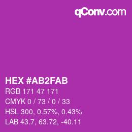 カラーコード: HEX #AB2FAB | qconv.com