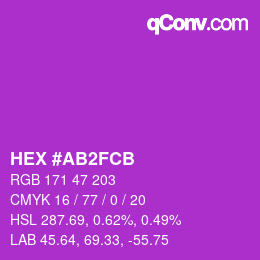 Color code: HEX #AB2FCB | qconv.com