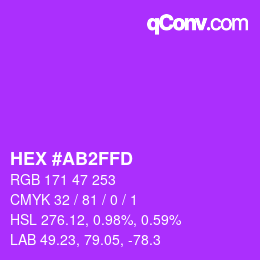 Color code: HEX #AB2FFD | qconv.com