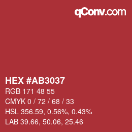 カラーコード: HEX #AB3037 | qconv.com