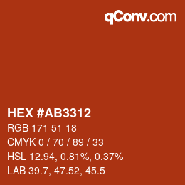 颜色代码: HEX #AB3312 | qconv.com