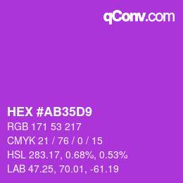 Color code: HEX #AB35D9 | qconv.com