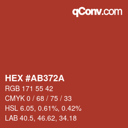 カラーコード: HEX #AB372A | qconv.com