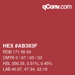 Color code: HEX #AB383F | qconv.com