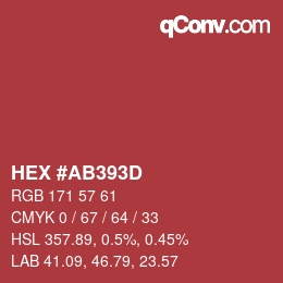 颜色代码: HEX #AB393D | qconv.com