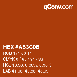 Color code: HEX #AB3C0B | qconv.com