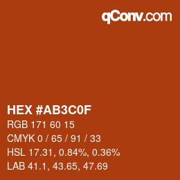 Color code: HEX #AB3C0F | qconv.com