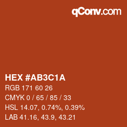 Color code: HEX #AB3C1A | qconv.com