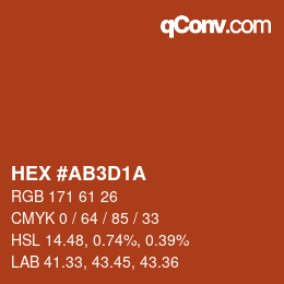 カラーコード: HEX #AB3D1A | qconv.com