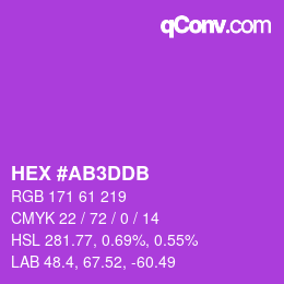 颜色代码: HEX #AB3DDB | qconv.com