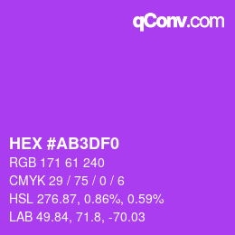 颜色代码: HEX #AB3DF0 | qconv.com
