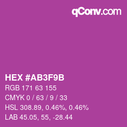 颜色代码: HEX #AB3F9B | qconv.com