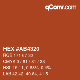 カラーコード: HEX #AB4320 | qconv.com