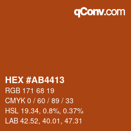 Color code: HEX #AB4413 | qconv.com