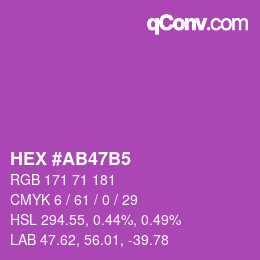 颜色代码: HEX #AB47B5 | qconv.com