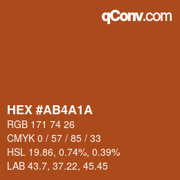 Color code: HEX #AB4A1A | qconv.com