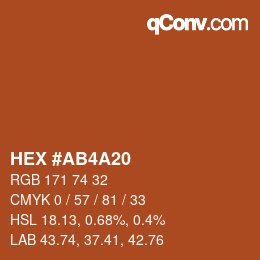 Color code: HEX #AB4A20 | qconv.com
