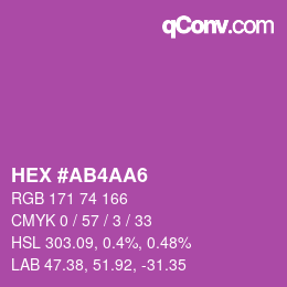 カラーコード: HEX #AB4AA6 | qconv.com