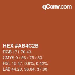 颜色代码: HEX #AB4C2B | qconv.com