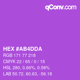 カラーコード: HEX #AB4DDA | qconv.com