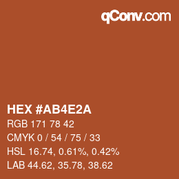 カラーコード: HEX #AB4E2A | qconv.com