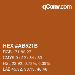 Color code: HEX #AB521B | qconv.com