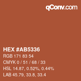 Color code: HEX #AB5336 | qconv.com