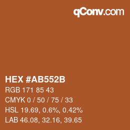 カラーコード: HEX #AB552B | qconv.com